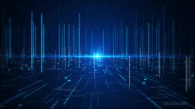 Derin Öğrenme, Chatbot, Yapay Zeka, Makine Öğrenme Derin siber sahne ışıkları, dijital çizgiler büyük veri akışları, sunum siber uzay akışı. Oscar Ödül Töreni