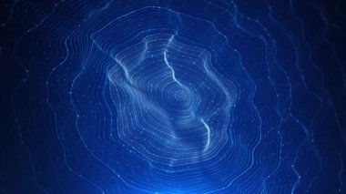 Gelecekçi dijital parçacıklar siber uzay teknolojisi Büyük veri ağı bağlantıları. sunucu, yüksek hızlı istihbarat matrisi ikili akış veri dalgaları, çokgenler, nokta çizgileri siber uzay akışı.