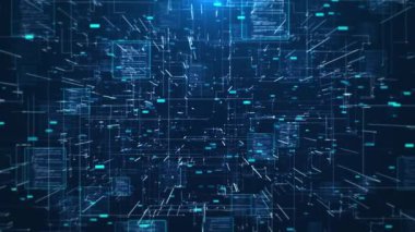 Derin Öğrenme, Chatbot, Yapay Zeka, Makine Öğrenme Derin siber sahne ışıkları, dijital çizgiler büyük veri akışları, sunum siber uzay akışı. Oscar Ödül Töreni