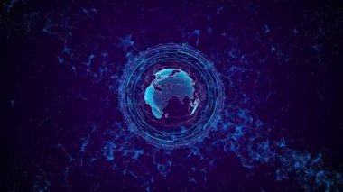 Dünya haritası teknolojisi Hud Gezegeni dünya küre haritası arka plan, büyük veri görselleştirme, dijital şebeke iş dünyası dijital siber uzay gezegeni. Business Technology Pazarlama Küresel Ağ Engelleme Bağlantısı