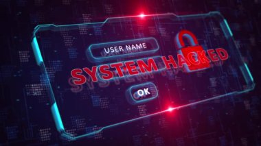 Uyarı mesajı hackleniyor. Uyarı Hatası Dijital Ekran Arkaplanı. Giriş ve Parola Sistemi Hata Güvenliği, Hackleme Alarmı, Siber Suçlar Saldırısı Bilgisayar Hatası Bozma İletisi .