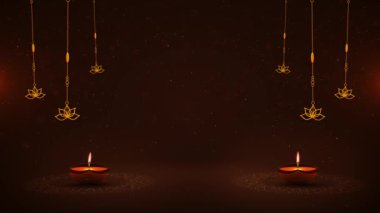 Diwali Diyas Mutlu Diwali ya da Deepawali kartı. Fotokopi uzay bayramı havai fişek animasyonu. Hindu Işık Festivali 'ni kutlayın. Kutlamalar, Dilekler, Mesaj, Tatil. Işık Festivali Pooja