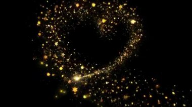 Altın parıltılı, hafif, altın parçacıklar arka plan, doğum günü, yıldönümü, Noel, festival etkinlikleri. Noel 'iniz kutlu olsun. Işıl ışıl parlayan yıldız tozu, parçacık sihirli kuyruğu 2025