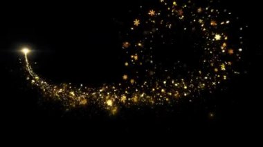 Altın parıldayan yıldız tozu izleri ışıldayan parçacıklar siyah zemin. Uzay Altın Uçan Parçacıkları. Parlayan Sihirli Işık. Fairy Kuyruk Parıltısı Parçacıkları Parıldayan Parıltı Parçacık Ödülleri 4K 3D