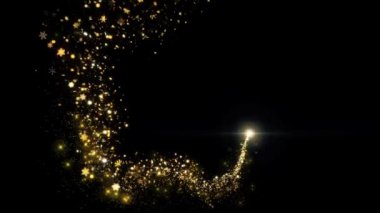 Altın parıldayan yıldız tozu izleri ışıldayan parçacıklar siyah zemin. Uzay Altın Uçan Parçacıkları. Parlayan Sihirli Işık. Fairy Kuyruk Parıltısı Parçacıkları Parıldayan Parıltı Parçacık Ödülleri 4K 3D
