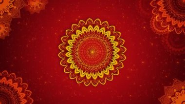 Hint Düğün Davetiyesi Festivali Magenta Mandala karşılama arkaplanı. Mutlu Diwali 'ler, selamlar, Diya, Crackers. Havai fişek kopyalama alanı. Rangoli diya gaz lambası. Hafif Hindistan. yaratıcı