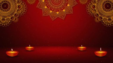 Diwali, Hindu ışık festivali sırasında yanan Diwali Diya lambaları ışık festivali arka planında geleneksel gaz lambalarını kutluyor. Geleneksel Hint ışıklarına davetiye