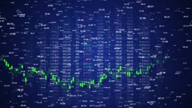 Borsa arayüzü grafik ticaret istatistikleri konsepti. Şifreli döviz ticareti dokusu animasyonu. Kripto para ve bitcoin BTC kripto ticareti. Borsa çizelgesi, borsa tarihi