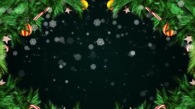 Noel arkaplanı, Noel ağacı ve ışıltılı kar taneleri. Mutlu noel tebrik kartı. Kış tatili teması. Mutlu Yıllar Sihirli Parlak Şenlik Dekorasyonu