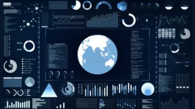 HUD bilgi işi finans yatırım stratejisi, Veri analiz ölçümleri trendleri. İş stratejisi yatırımı raporları, Borsa Çubuğu Graph Ticaret İşletmeleri Veri Sayıları 3D