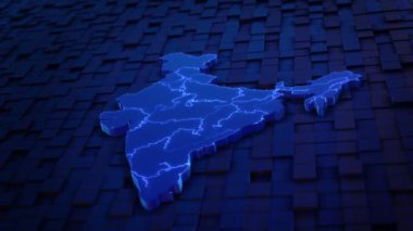Dijital Hindistan teknolojisi, Hindistan Harita teknolojisi soyut arka plan, Teknoloji soyut arka plan. Hindistan devre kartının haritası. Yapay zeka kavramına sahip bir harita. Diyagram, grafik, sunum