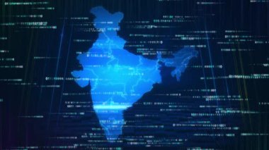 Dijital Hindistan Hindistan Haritası Fütürist ekonomi finans birimi 3D Haritası küresel ağ teknolojisi yeniliği Dijitalleştirme iletişim yeri konsepti Yüksek teknoloji ülke bayrağı