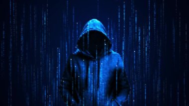 Dijital anonim bilgisayar korsanı Siber Suçlar, Faaliyet, ddos saldırısı, sistem güvenliği, dolandırıcılık parası, siber saldırı tehdidi, kötü amaçlı virüs alarmı. Hackleme, sahtecilik, kişisel veri hırsızlığı