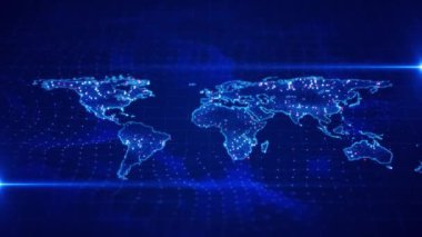 Global Gezegen Dünya iş ağı bağlantısı. Dünya haritası dijital veri akışı engelleme zinciri teknolojisi, E ticaret bilgi grafikleri, bitcoin ticareti küresel kripto para zinciri engelleme sancak 3D 4K konsept