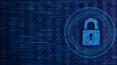 Dijital kalkan güvenlik duvarı veri güvenliği asma kilit bilgisayar işlemci fütüristik devre kartı. Güçlü veri şifreleme donanımı güvenlik mikroçip kilidi virüsü siber. siber güvenlik teknolojisi dijital