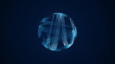 Gelecekçi HUD kablo çerçeve yapısı animasyon topu yuvarlak yuvarlak yuvarlak yuvarlak çizgiler dijital yenilik, lazer halkalar sihirli top, bilim kurgu sunum etkisi enerji dalgaları sihirli dalgalar