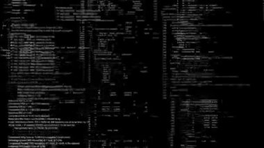 Hata Programlama Kodu Gürültüsü Hackerların program kodunu ekranda çalıştırır. Bilgisayar dosyaları şifreleniyor, Fidye Yazılım Saldırısı. dijital teknoloji güvenlik hackleme veya siber güvenlik 3D 4K