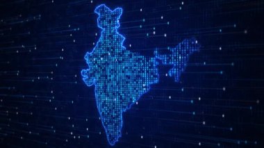 Hindistan 'ın modern geometrik İş Wi-Rip Dijital Bilgi Sistemleri Fütüristik Ekonomi Finans Para Birimi 3D Küresel Ağ Teknolojisi Yenilik İletişim Konumu Konsepti Haritası