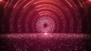 Lotus çiçekleri Hint festivalleri Diwali lüks arka planı. Düğün davetiyeleri, tatiller. Süslü dekorasyon lüks mandala. Ödül sahnesi davetlileri podyum prim şirketi 4k 3D