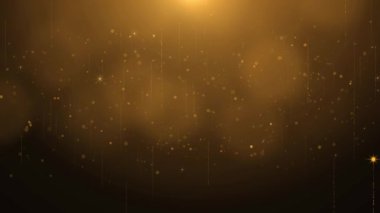 Lüks altın parıltılı arka plan yavaş çekim. Geçiş parçacıkları altın tozu Bokeh soyut arkaplan. Ödül töreni, modern arka plan, hareket tasarımı. yıldız tozu parçacıkları parlayan 4K 3D izler