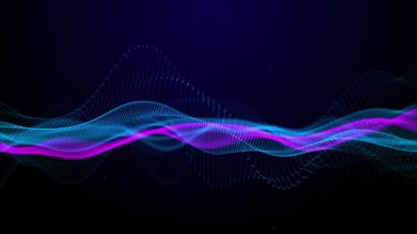 Parçacıkların veri ağı bağlantıları olan dijital siber uzay teknoloji, makine öğrenimi, büyük veriler, viralizasyon. veri akışı, mavi parlayan ızgara, bağlantı konsepti, büyük veri, geleceksel arkaplan 3D