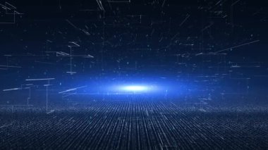 Veri parçacıkları iş dünyası dijital teknoloji ağı siber-kurgu Dijital Elektrik Dinamik Akışı Karanlık Arkaplan Makinesinde öğreniyor. Tünel hatları Veri akışı Optik fiber blok zinciri