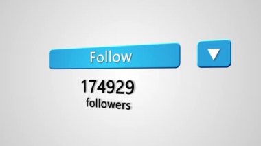 Sosyal medya takipçileri ağ uygulamasını takip eden çevrimiçi kullanıcıları sayma sembolü. Viral ağ pazarlaması. Dijital grafik reklamı. İzleyenler bildiriyor. Düğme, Sosyal Medya gibi etkenler