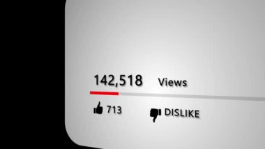 Video Streaming Social Media sitesi karşı animasyonu görüyor, ilerleme çubuğu hızla artıyor. Canlı yayın görüntüsü Kont Artan Başarı Kanalı, Influencer popülaritesi. İnternet, TV veya Podcasting Show.