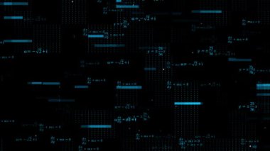 Dijital Büyük Veri Teknolojisi veri işleme bilimin soyut arka planı. Veri akışı, görsel yapay zeka sanal ekranını analiz ediyor. AI Finans sinirsel ağ yüzey şebekesi yapısı