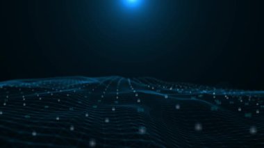 Küresel Sinirsel Ağların 3D Animasyonu veri işleme ikili kodlama ağ bağlantı finansmanı, veri işleme. dijital matris siber uzay konsepti sanal uzay program kodları 4K