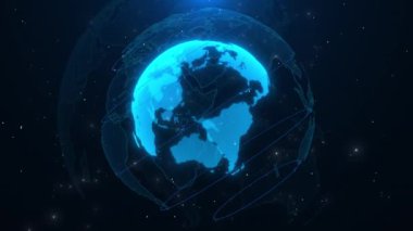 Dünya haritası dijital kullanıcıları dünya çapında bağlantı küresel ağ bağlantısı, veri ekonomisi. Ai ağ iletim optik fiber. Aktarım 5G web iletişimi Yeni dünya sosyal medya yeniliği sinyalleri