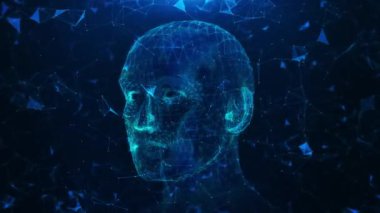 Dijital beyin insan başlı yapay zeka, insan bilgisayar etkileşimi, dijital dönüşüm. Veri alışverişi insan yapay zeka işbirliği. Chatbot Müşteri Hizmetleri Ai araştırma konsepti.