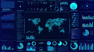 Dizi veri analizi görselleştirme grafiklerini gösteren fütüristik dijital bilgi grafikleri sanal alanı gösterir. yüksek teknoloji yenilikçi atmosfer, sunumlar iş zekası, finansal istatistikler sayısal