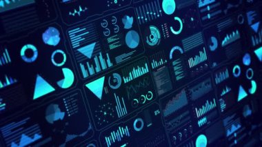 Finansal pazar verileri ve istatistikleri hisse senedi pazar analizi diyagramı animasyon dünya haritası ve haritaları rapor etmektedir. Şirket büyümesi Global ticaret istatistikleri. dijital görüntü hologramı 4K 3D