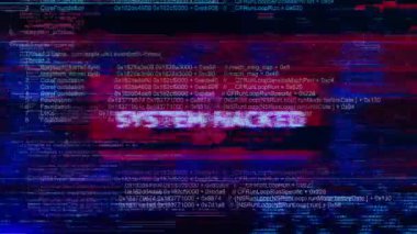 Bilgisayar kodu ağır dijital bozulma dijital ekran arızası VHS hasarı. Dizayn ögesi Ağ güvenliği, programlama, geliştirme, siber şifreleme. 3D hack kodu veri akışı