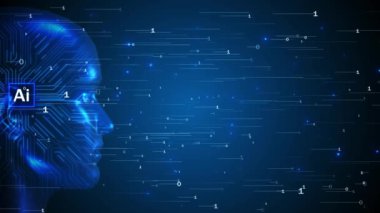 Geleceğin siber zihin yeniliği otomasyon özerk beyni. ChatGPT Yapay Zeka Tekniği öğrenme, yüz devresi ikili veri akışı arka planı. İnsan dijital hesaplama, robot Büyük veri, yapay zeka.