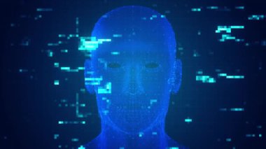 Geleceğin siber zihin yeniliği otomasyon özerk beyni. ChatGPT Yapay Zeka Tekniği öğrenme, yüz devresi ikili veri akışı arka planı. İnsan dijital hesaplama, robot Büyük veri, yapay zeka.