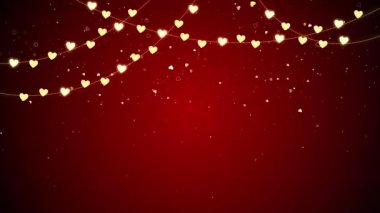 Kırmızı Sevgililer Günü çerçevesi, dekorasyon Animasyon Kalpler, Bokeh 'in Aşk Kalpleri Festivali, Sevgililer Günü için kalpler, Anneler Günü, evlilik yıldönümü. Evlilik. Aşk parıltıları üstüste koyar