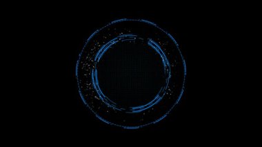 Veri Ağı, HUD çemberi Sanal Gerçeklik teknolojisi yüzey hologramı Frame view siber uzayı arayüzü. Hi-tec, bilim, fütürist konsept. Yapay Zeka AI matrisi siber uzay 3D