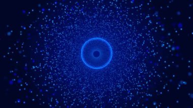 Gelecekçi büyük veri dijital teknoloji dalgası siber şebekesi. Derin uzay yüzeyleri. Holografik arayüz ağı veri akışlarını düğümler. Yapay zeka veri madenciliği öğrenme İnovasyon Al Brain 4K 3D