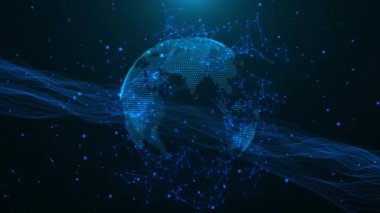 Siber teknoloji internet işi. Küresel dünya ağı telekomünikasyon. Dünya kripto para birimi engelleme zinciri ve IOT. Siber teknoloji, küresel iş yapay zeka ve teknolojide yenilik.