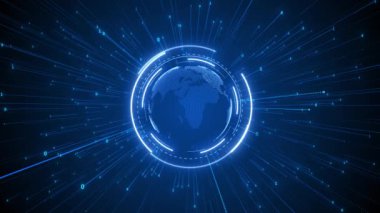 Teknoloji Ağı Veri Bağlantısı, Geleceğin yeniliği dijital matris siber güvenlik verileri, Global 5g yüksek hızlı internet bağlantısı Büyük veri analiz süreci geçmişi. Siber uzay matrisi 3D siber punk