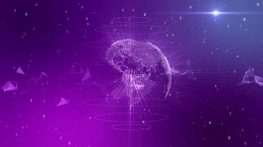 Küresel bağlantı, teknoloji, internet, iletişim. Fütürist küresel sosyal medya, insanlar dijital verileri birleştiriyor. İnternet ağı gibi bir şey. İnternet iş konsepti GPS engelleme zinciri IOT.