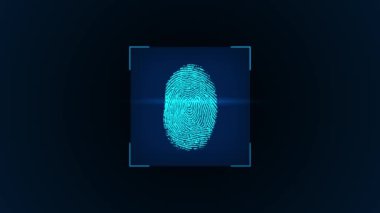 4K Dijital Parmak izi tanımlama tarayıcı kimliği. Gelişmiş biyometrik parmak izi taraması doğrulaması. siber güvenlik hologramı Ağ güvenlik sistemi kontrol süreci yetki 4K 3D