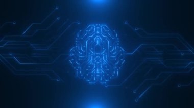 İnsan beyninin gelecekteki 3 boyutlu Hologramının Hologramı gelecekteki HUD anatomi bilgisinde akıyor. Beyin 3d kablo çerçevesi NPU Sinirsel İşlem Birimi Ai ve makine öğrenme. Teknoloji Küresel Tıp Bilimi Araştırması