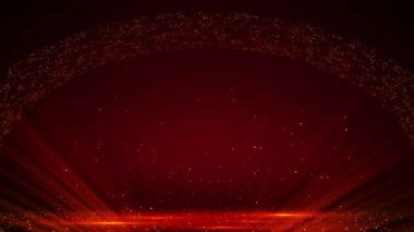 Golden Stage Spotlights podyum Royal prim ödülü Grafik Arkaplanı. Lights Parlak Yıldız Parçacıkları Şirketi. Podyum sunumu stüdyo gösteri standı etkinliği, sahne yıldızı töreni