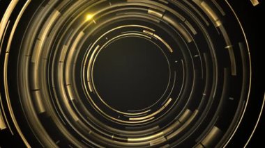 Siyah arka planda parıldayan altın renkli şık bir sahne. Işık efekti ve ışıltı. Lüks, prim, podyum ödülü. Ödül Dijital Etkinlik Kraliyet Tören Festivali Şovu