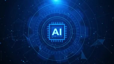 Yenilikçi Gelişmiş Yapay Zeka Çipi. İnsan Robot El Fütürist İşlemci. Yapay Zeka. veri servisi otomatik teknoloji. Makine Siber Uzay Bulutu Bilgisayar Verilerini Öğreniyor. Nesnelerin İnterneti,