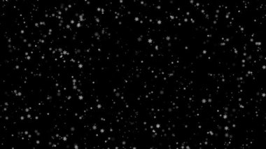 Kar beyazı kar taneleri siyah arka plana düşüyor. Kar ve kar taneleri sunumu. Kar yağışı örtüşüyor, siyah arkaplan. Kış, yavaşça düşen kar efekti Mutlu yıllar ve mutlu noeller