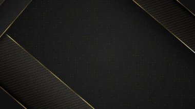 Siyah arka planda soyut lüks altın organik şekiller. Altın çizgili desen. 3D 4K Parlak Parıltı Tasarımı Altın parlak noktalar Sınır Bölgesi Büyük Kumarhane Kraliyet Ödül Töreni için alan kopyalama